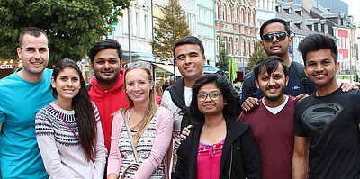 Group of international students during an excursion in the city of Hof
