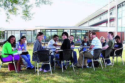 Group of international students on campus